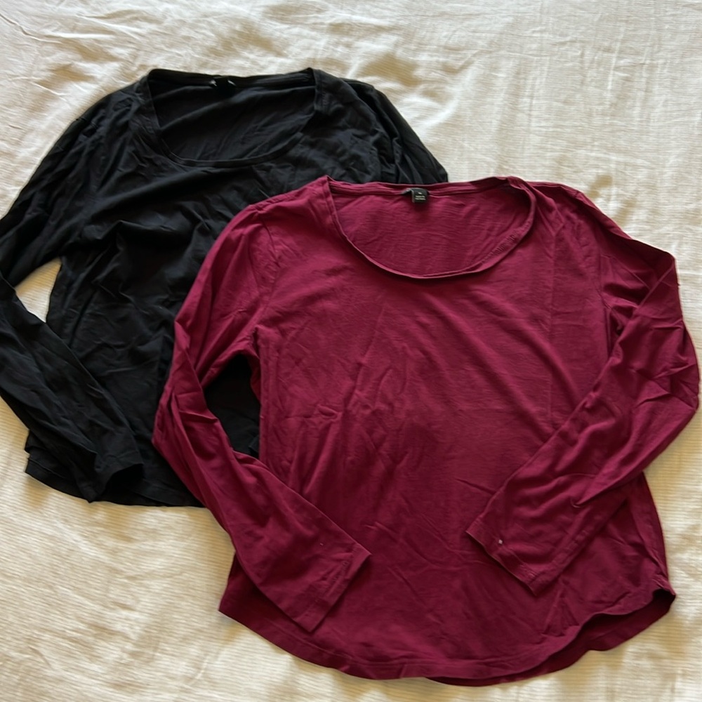 Bundle of Two Ann Taylor Pima Cotton Long Sleeve Tees